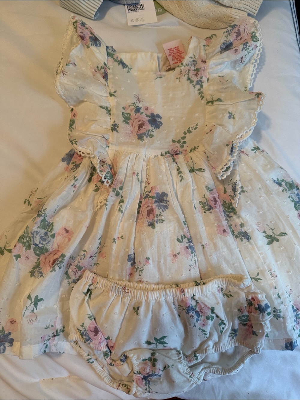 Catherine Malandrino Cream Floral Ruffle Dress with Bloomers